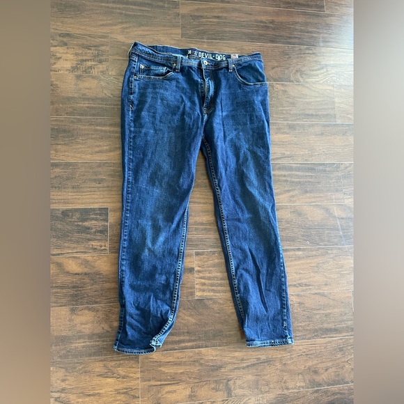 Devil Dog Jeans Mens 38x32 Denim Blue Denim Dark Flex Stretch Athletic‎ Fit - Picture 1 of 5